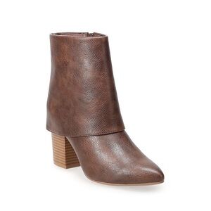 NWT #18 Sonoma Amarella Stylish Women's Fold Over Ankle Boots Size 8 in Cognac